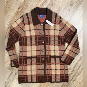 Pendleton Merino Wool Cardigan Jacket Plaid NWT Petite Large